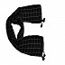 Box Checkered Designer Hijab With 4 Sided Fringe's On The Border - Black